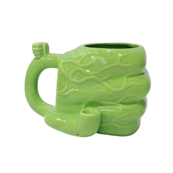 Ceramic Special Dry Hand Pipe / Hulk Mug 4in